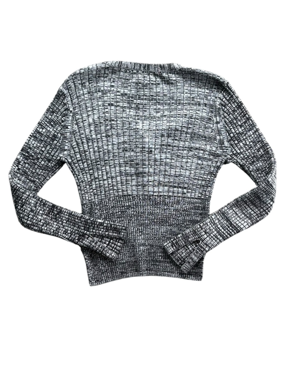 House of Harlow 1960 Heavyweight Quiet Luxury Knit Marled Ribbed Henley Sweater - Picture 5 of 8